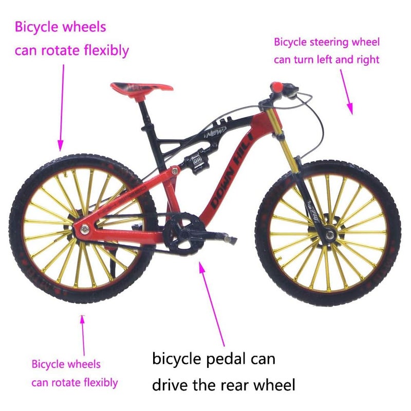 Ailejia Alloy Finger Bike Downhill Toy Mini Racing Dirt MTB Bike Ornament DH Bicycle Vehicles Model Dirt Bike Cake Topper Decoration Mini Scooter Toy Finger for Boy (S-Red) - Image 3